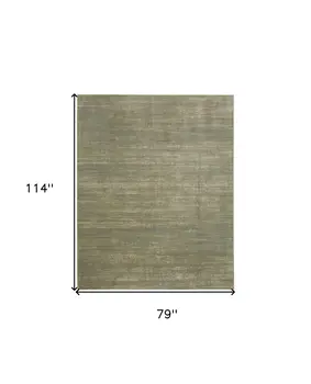 7' X 10' Tan and Green Power Loom Area Rug