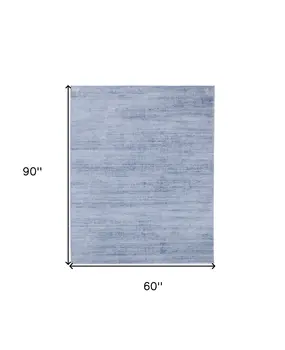 5' X 8' Blue and Ivory Power Loom Area Rug