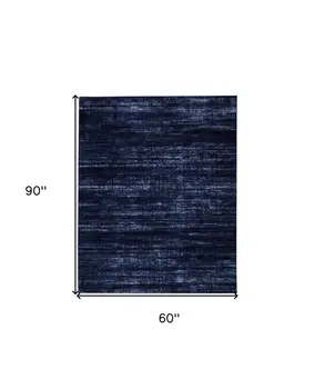 5' X 8' Black and Blue Power Loom Area Rug