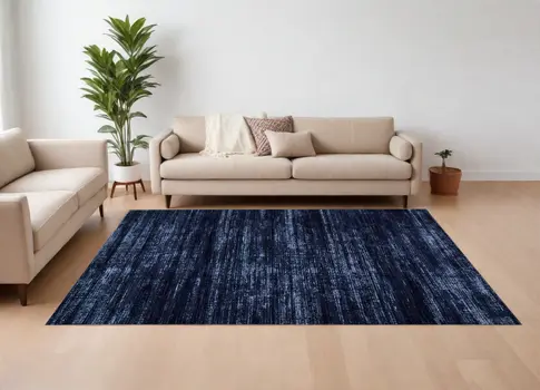 8' X 10' Black and Blue Power Loom Area Rug
