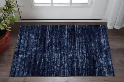 2' X 3' Black and Blue Power Loom Area Rug