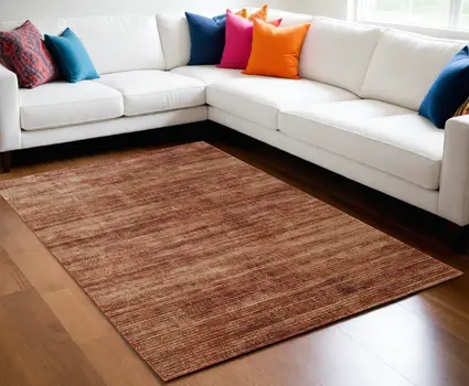 5' X 8' Tan and Brown Power Loom Area Rug