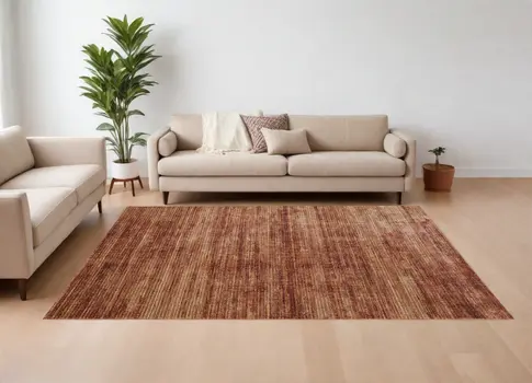7' X 10' Tan and Brown Power Loom Area Rug