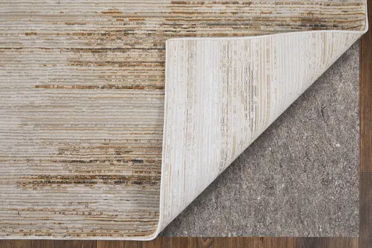 8' X 10' Ivory and Tan Abstract Power Loom Worn Faded Area Rug