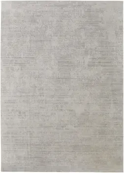 4' X 6' Gray and Ivory Abstract Hand Woven Worn Faded Area Rug