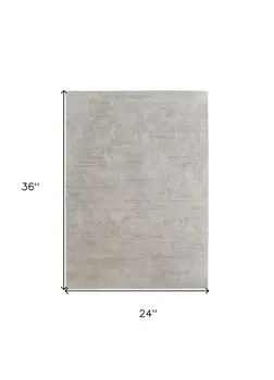 2' X 3' Gray and Ivory Abstract Hand Woven Worn Faded Area Rug