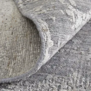 3' X 5' Gray Abstract Hand Woven Worn Faded Area Rug