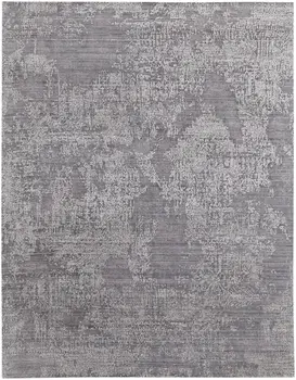 3' X 5' Gray Abstract Hand Woven Worn Faded Area Rug