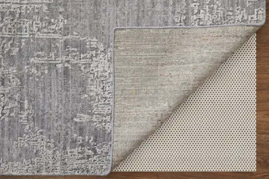 5' X 8' Gray Abstract Hand Woven Worn Faded Area Rug