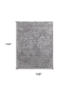 9' X 12' Gray Abstract Hand Woven Worn Faded Area Rug