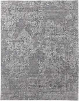 12' X 15' Gray Abstract Hand Woven Worn Faded Area Rug