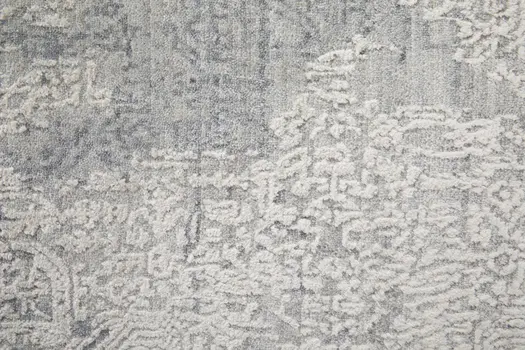 2' X 3' Gray and Silver Abstract Hand Woven Worn Faded Area Rug