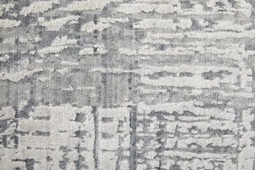 4' X 6' Gray and Silver Abstract Hand Woven Worn Faded Area Rug