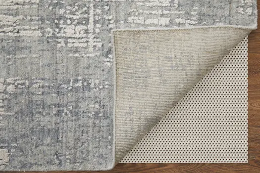 12' X 15' Gray and Silver Abstract Hand Woven Worn Faded Area Rug