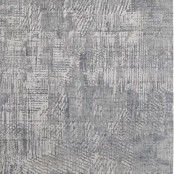 2' X 3' Gray and Silver Abstract Hand Woven Worn Faded Area Rug