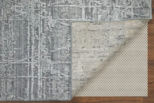 4' X 6' Gray and Silver Abstract Hand Woven Worn Faded Area Rug