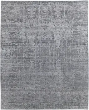 12' X 15' Gray and Silver Abstract Hand Woven Worn Faded Area Rug