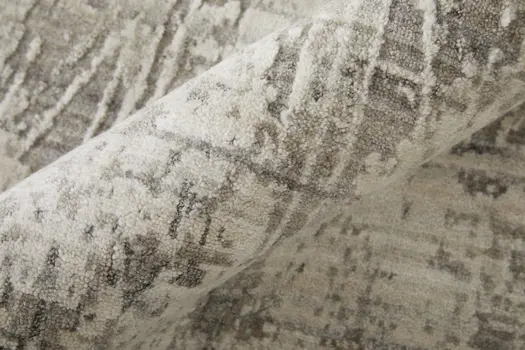 2' X 3' Gray and Silver Abstract Hand Woven Worn Faded Area Rug
