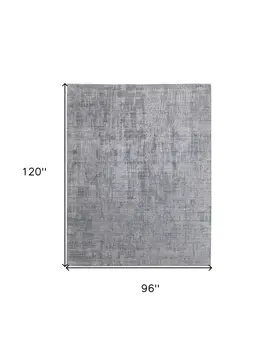 8' X 10' Light Blue and Silver Abstract Hand Woven Worn Faded Area Rug