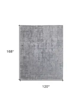 10' X 14' Light Blue and Silver Abstract Hand Woven Worn Faded Area Rug
