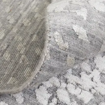 3' X 5' Gray and Silver Abstract Hand Woven Worn Faded Area Rug