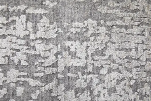 2' X 3' Gray and Silver Abstract Hand Woven Worn Faded Area Rug