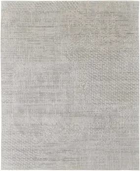 5' X 8' Ivory and Gray Abstract Hand Woven Worn Faded Area Rug