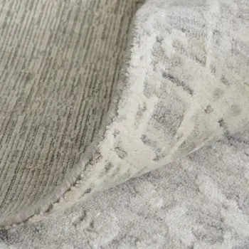 10' X 14' Ivory and Gray Abstract Hand Woven Worn Faded Area Rug
