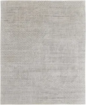 10' X 14' Ivory and Gray Abstract Hand Woven Worn Faded Area Rug
