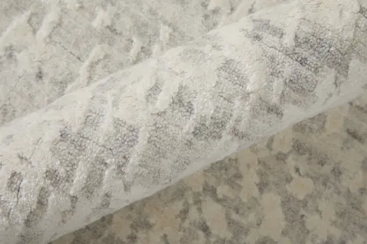 2' X 3' Ivory and Gray Abstract Hand Woven Worn Faded Area Rug
