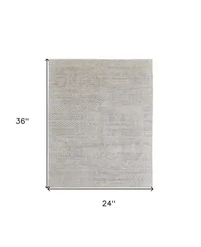 2' X 3' Ivory and Gray Abstract Hand Woven Worn Faded Area Rug