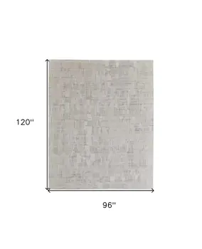 8' X 10' Ivory and Gray Abstract Hand Woven Worn Faded Area Rug
