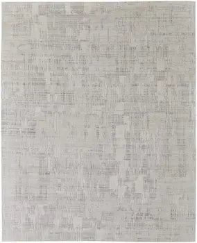 9' X 12' Ivory and Gray Abstract Hand Woven Worn Faded Area Rug