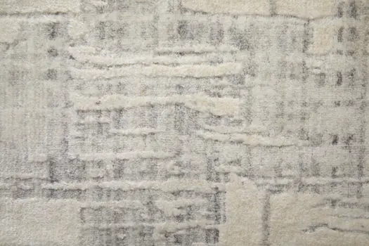 2' X 3' Ivory and Gray Abstract Hand Woven Worn Faded Area Rug