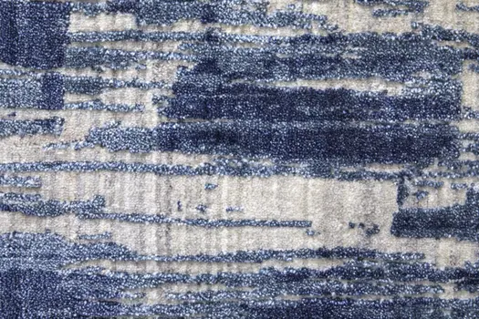 9' X 12' Blue and Ivory Abstract Hand Woven Distressed Area Rug