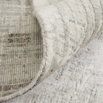 3' X 5' Gray and Ivory Abstract Hand Woven Worn Faded Area Rug