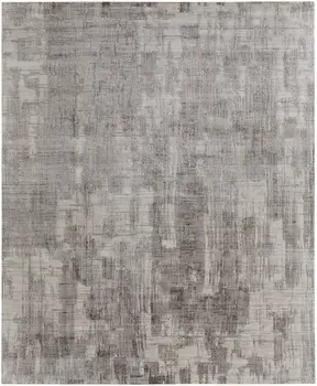 4' X 6' Gray and Ivory Abstract Hand Woven Worn Faded Area Rug