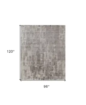 8' X 10' Gray and Ivory Abstract Hand Woven Worn Faded Area Rug