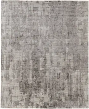 8' X 10' Gray and Ivory Abstract Hand Woven Worn Faded Area Rug