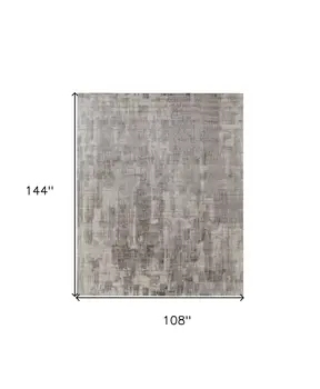 9' X 12' Gray and Ivory Abstract Hand Woven Worn Faded Area Rug