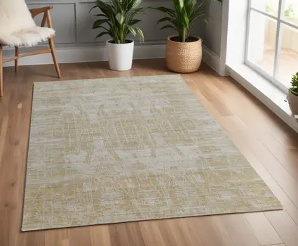 4' X 6' Yellow and Ivory Abstract Hand Woven Area Rug