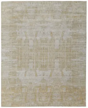 5' X 8' Yellow and Ivory Abstract Hand Woven Area Rug