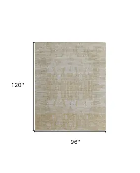 8' X 10' Yellow and Ivory Abstract Hand Woven Area Rug