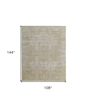 9' X 12' Yellow and Ivory Abstract Hand Woven Area Rug