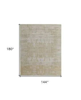 12' X 15' Yellow and Ivory Abstract Hand Woven Area Rug