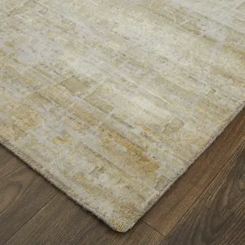 2' X 3' Yellow and Ivory Abstract Hand Woven Area Rug