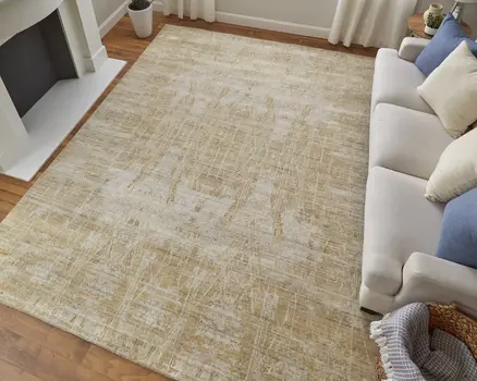 2' X 3' Yellow and Ivory Abstract Hand Woven Area Rug