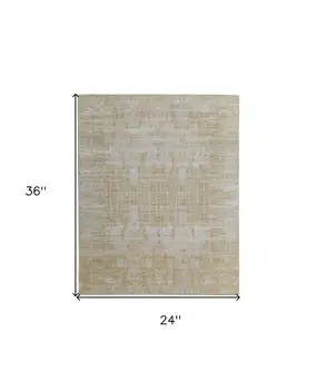 2' X 3' Yellow and Ivory Abstract Hand Woven Area Rug