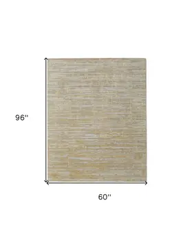 5' X 8' Yellow and Ivory Abstract Hand Woven Area Rug