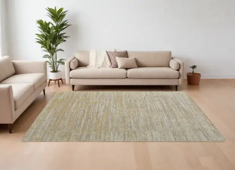 12' X 15' Yellow and Ivory Abstract Hand Woven Area Rug